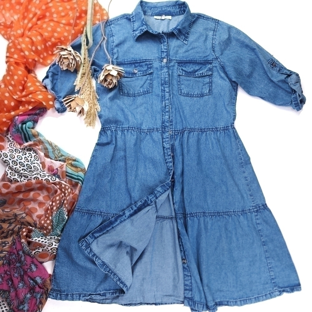 Speed Control Blue Gingham Dress Sz L